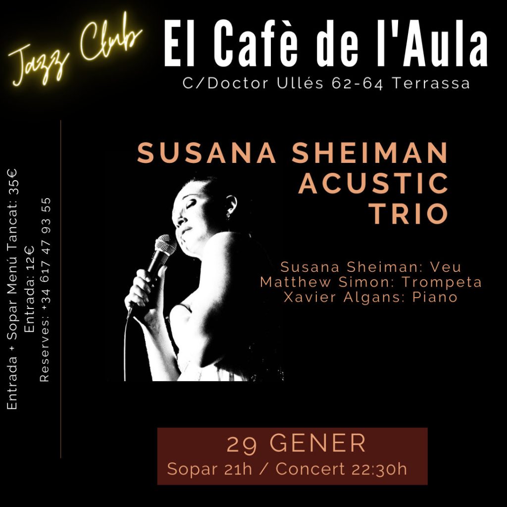 Susanna Sheiman acoustic trio el 25 de gener de 2022 al Cafè de l’Aula